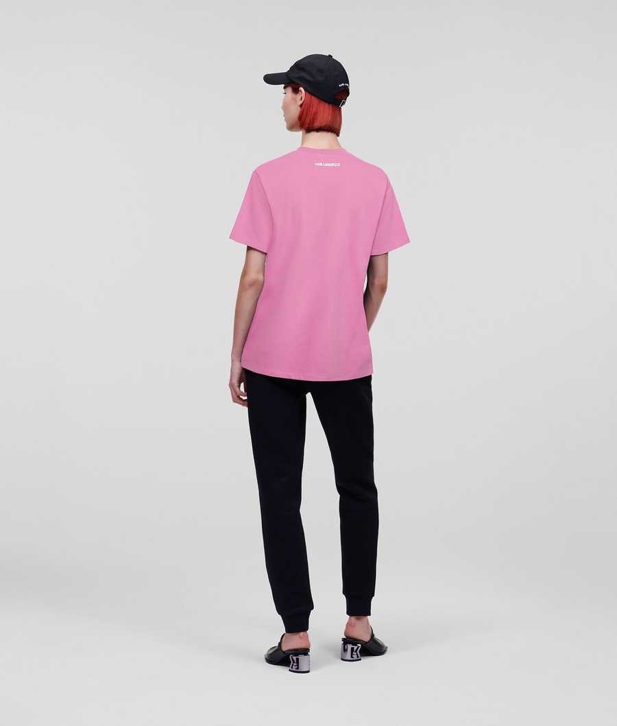 Pink Women's Karl Lagerfeld Ikonik 2.0 Oversized T-Shirts | TH957TRQB