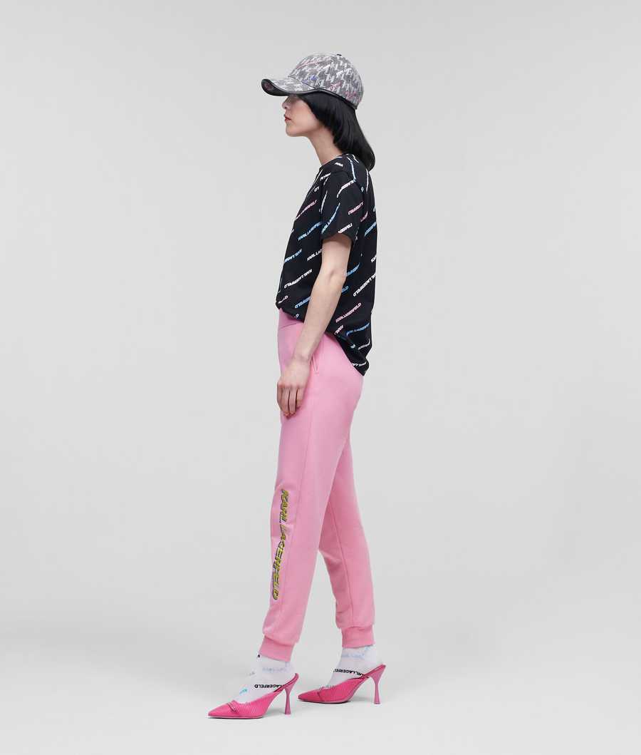 Pink Women's Karl Lagerfeld Karl Future Logo Sweatpants | TH130ZNMF