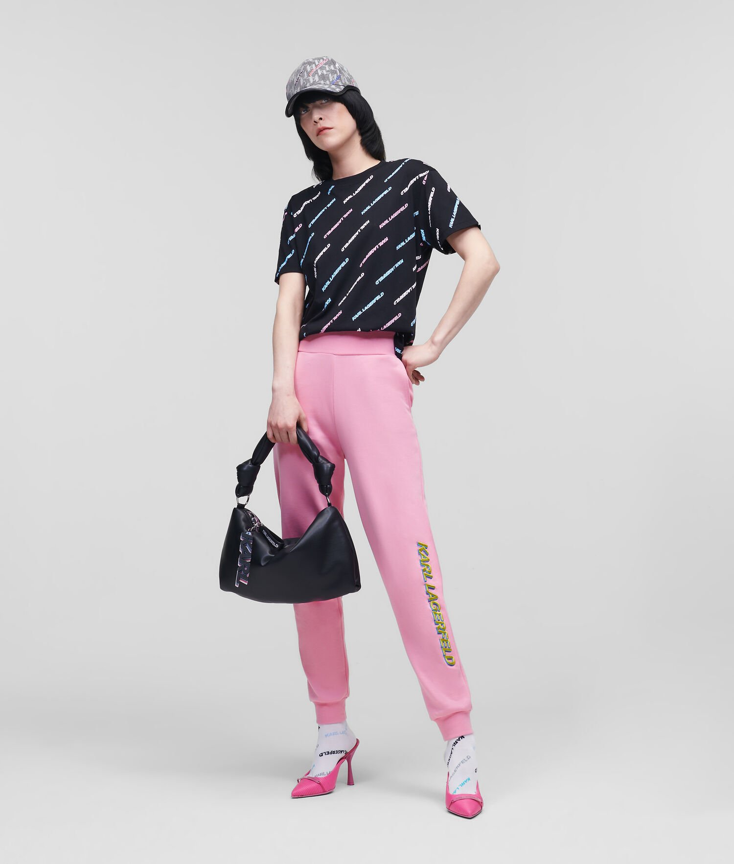 Pink Women's Karl Lagerfeld Karl Future Logo Sweatpants | TH130ZNMF