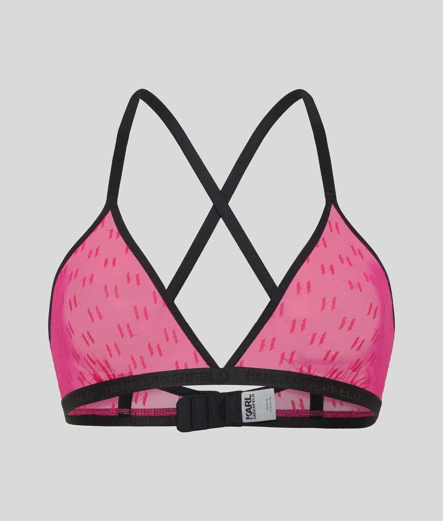 Pink Women's Karl Lagerfeld Kl Monogram Triangle Bra Underwear | TH680EQHB