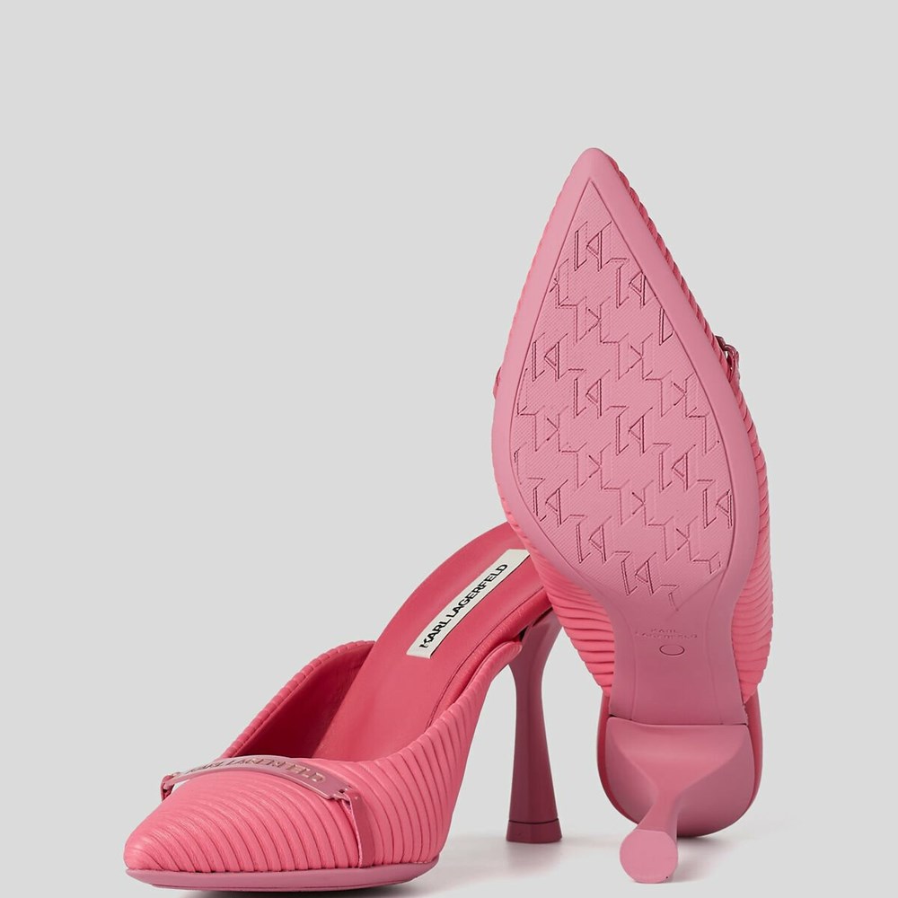 Pink Women's Karl Lagerfeld Panache Pleated Court Shoes High Heels | TH624LVXW