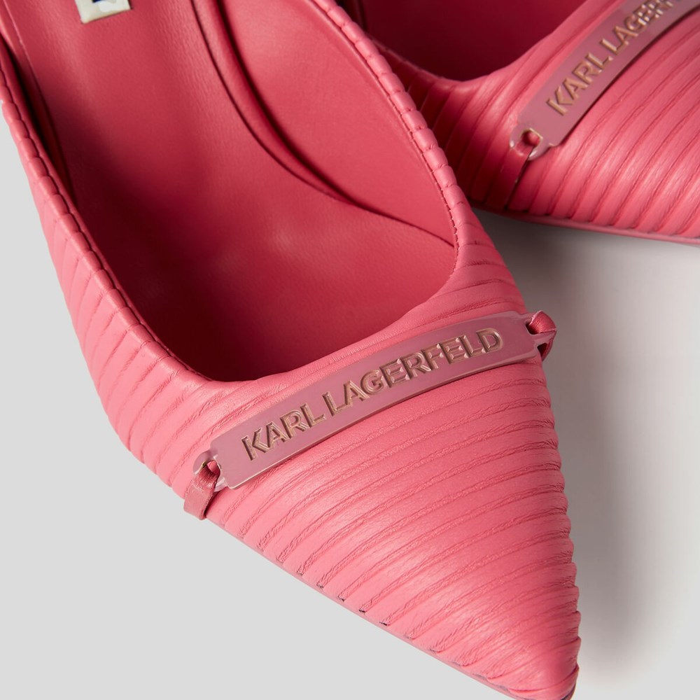 Pink Women's Karl Lagerfeld Panache Pleated Court Shoes Sandals & Flats | TH629YLRT