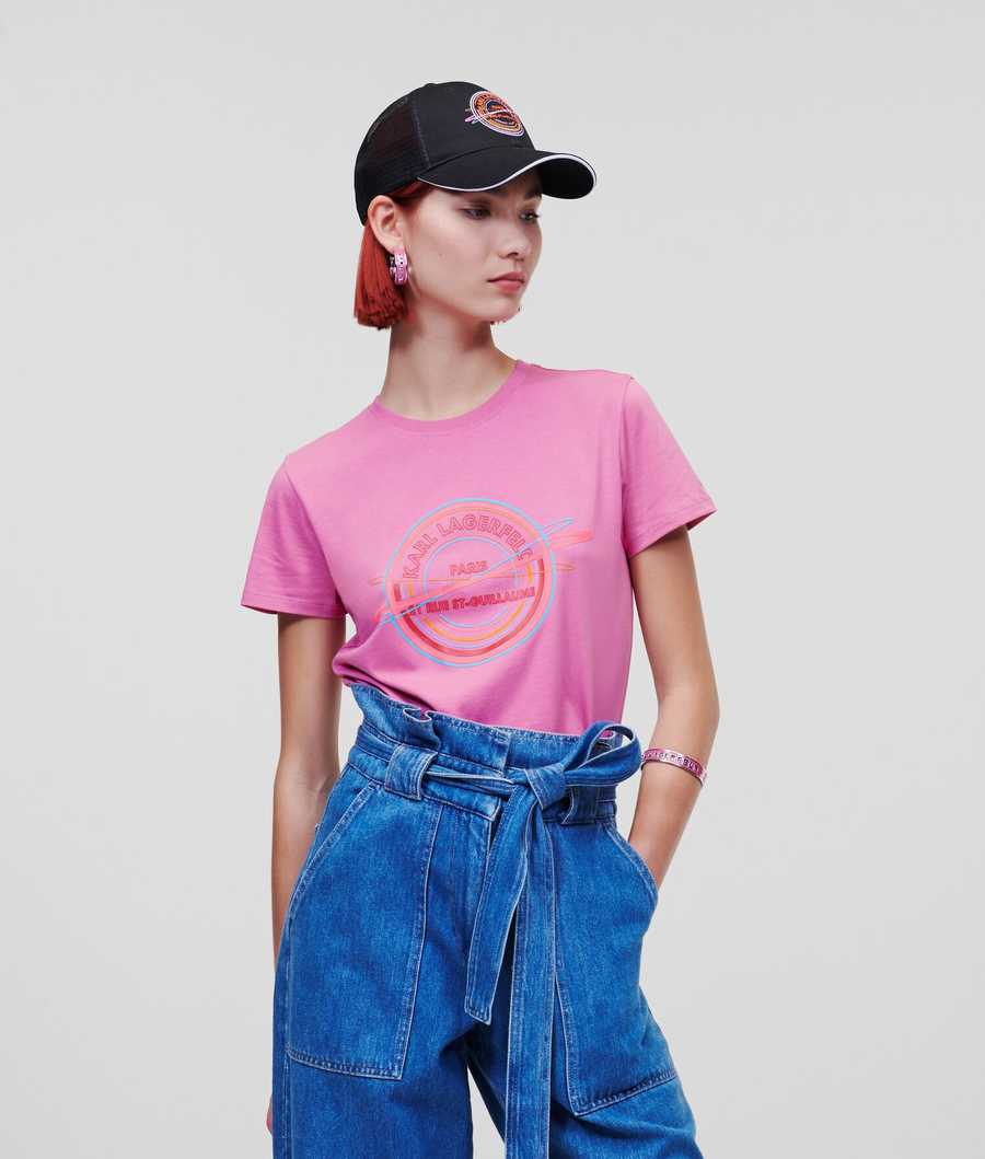 Pink Women's Karl Lagerfeld Rue St-guillaume T-Shirts | TH873FWQJ