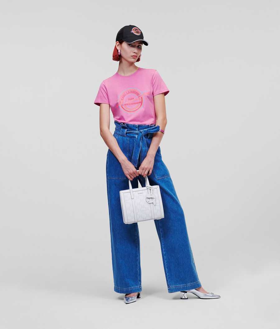 Pink Women's Karl Lagerfeld Rue St-guillaume T-Shirts | TH873FWQJ