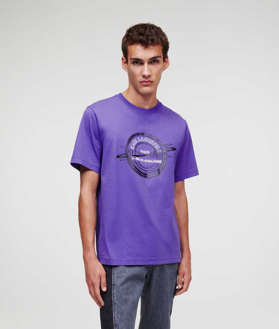 Purple Men's Karl Lagerfeld Rue St-guillaume T-Shirts | TH342ILNM