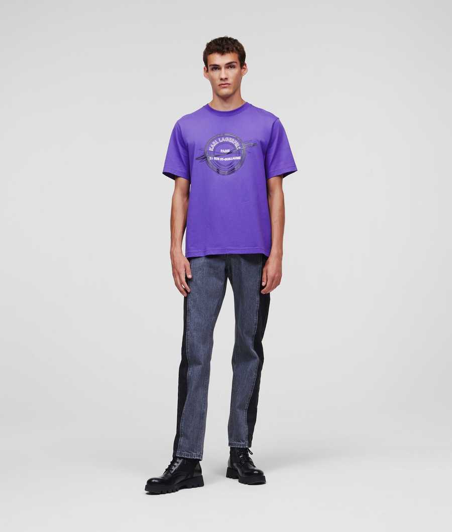 Purple Men's Karl Lagerfeld Rue St-guillaume T-Shirts | TH342ILNM