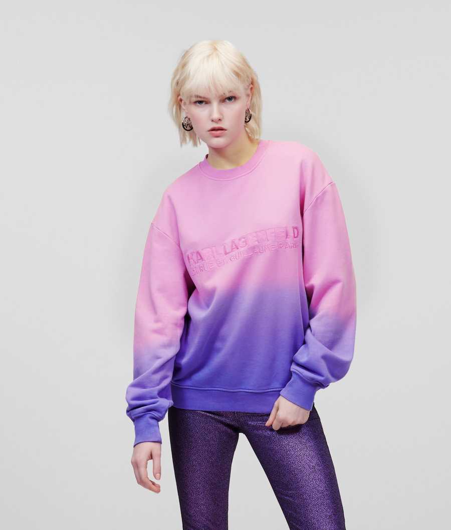 Purple / Pink Women's Karl Lagerfeld Ombré Rue St-guillaume Sweatshirts | TH413FYXL