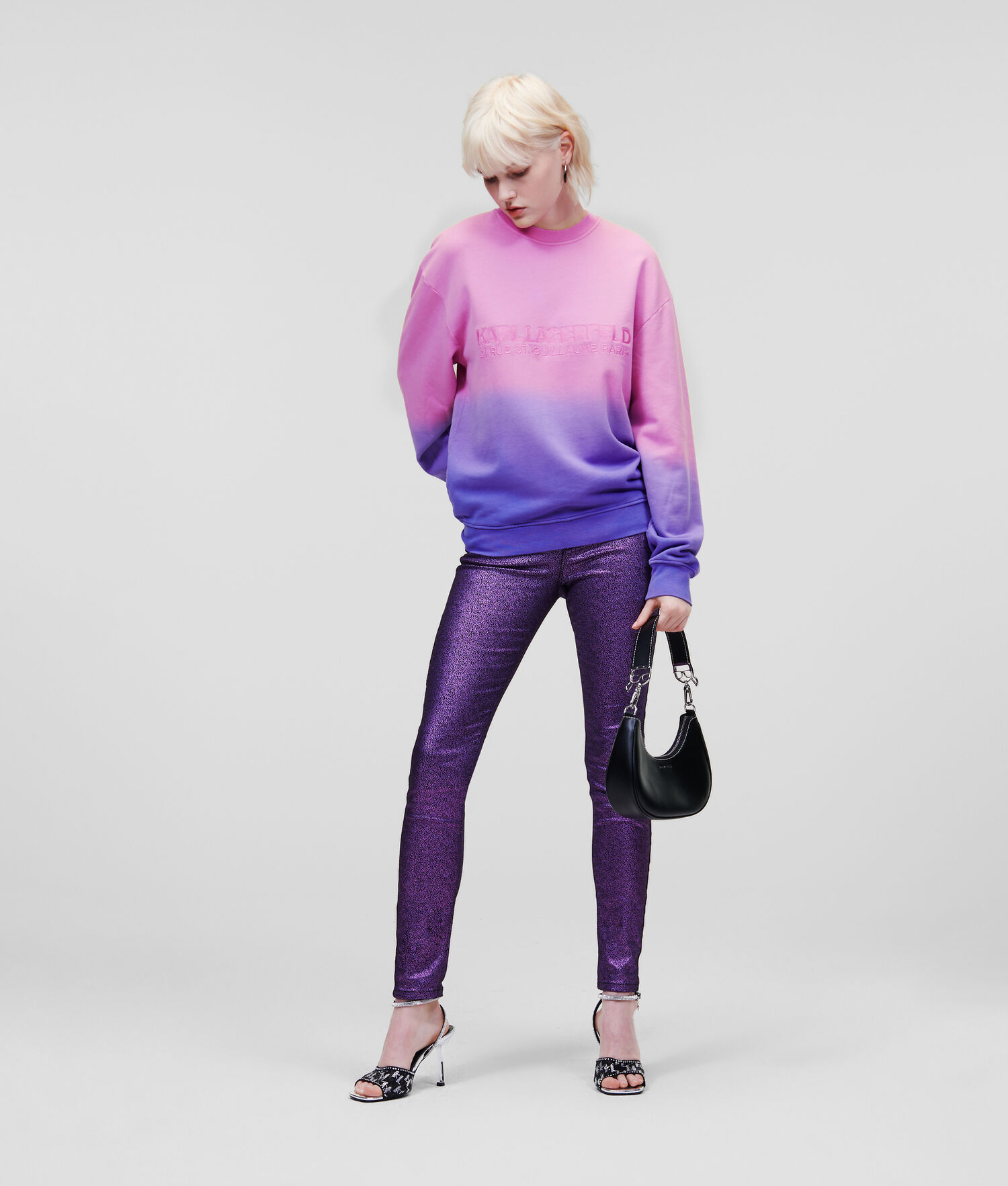 Purple / Pink Women's Karl Lagerfeld Ombré Rue St-guillaume Sweatshirts | TH413FYXL