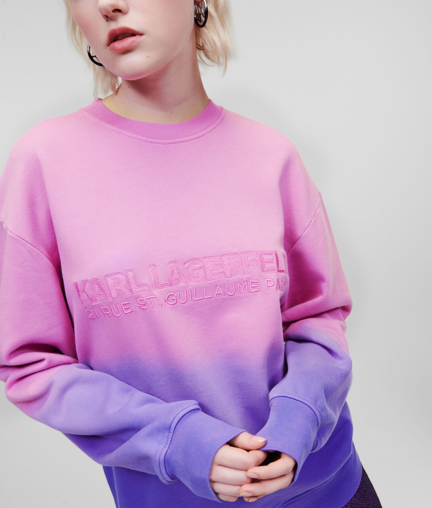 Purple / Pink Women\'s Karl Lagerfeld Ombré Rue St-guillaume Sweatshirts | TH413FYXL