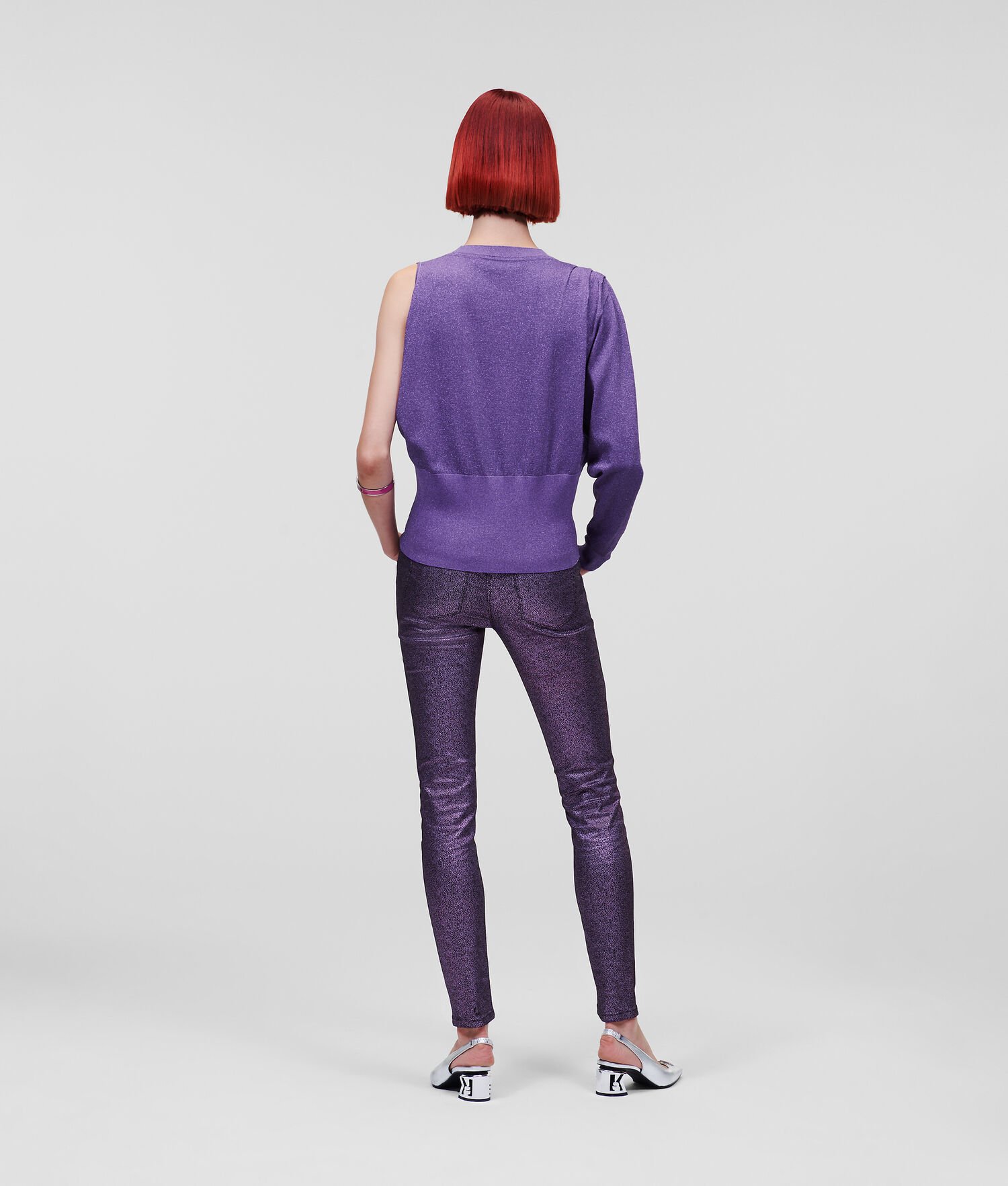 Purple Women's Karl Lagerfeld Iridescent Asymmetric Knitwear | TH562XBMK