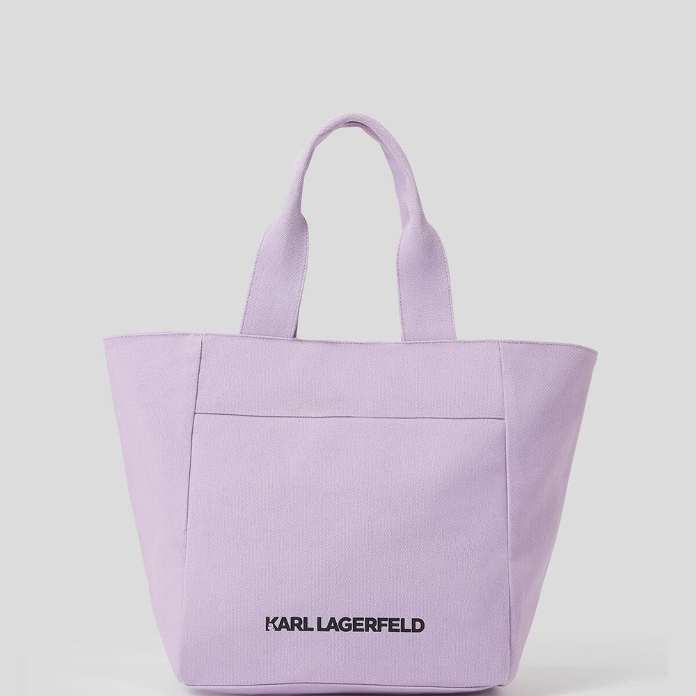 Purple Women's Karl Lagerfeld K/Ikonik 2.0 Karl Zipped Pocket Shopper Tote Bags | TH783EFAC