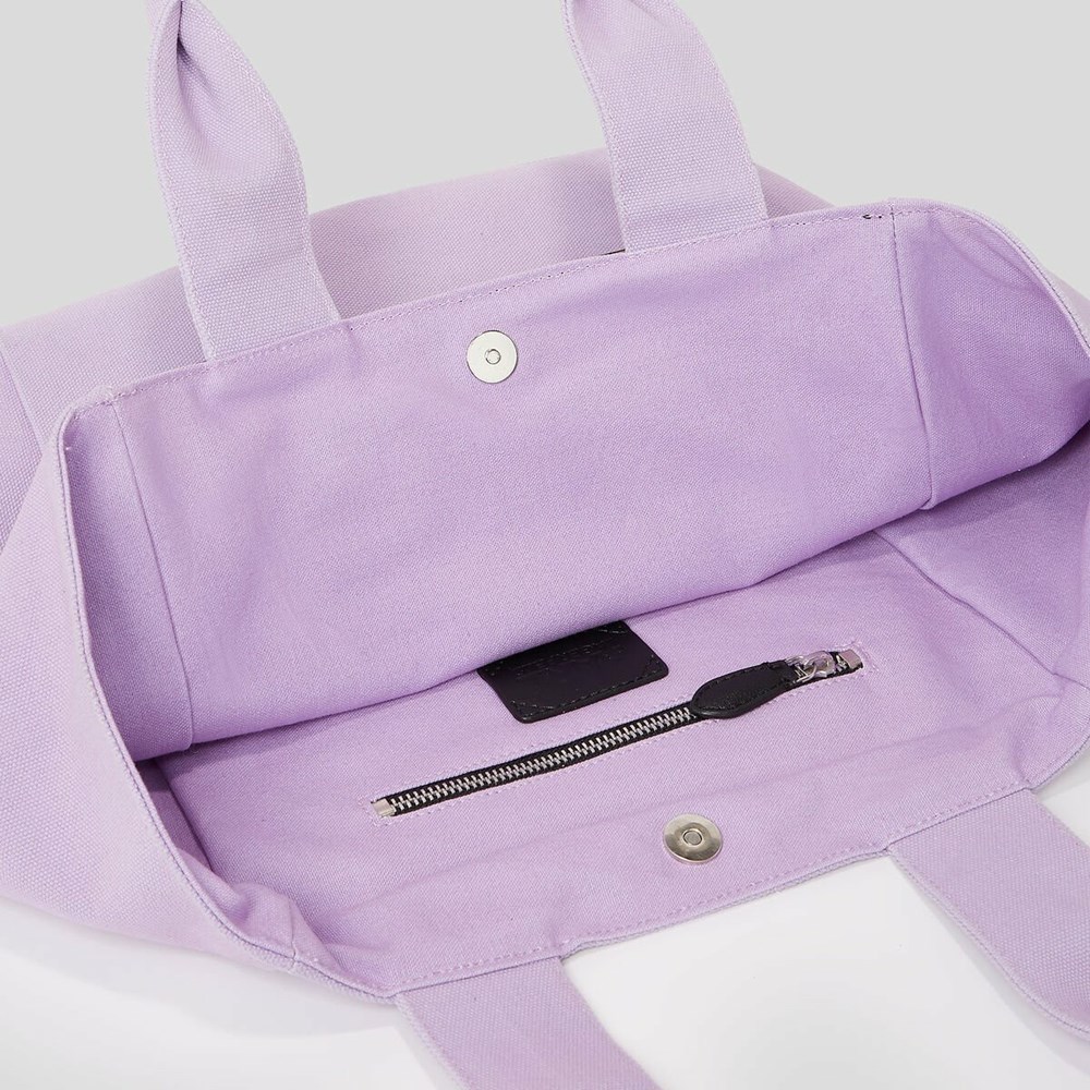 Purple Women's Karl Lagerfeld K/Ikonik 2.0 Karl Zipped Pocket Shopper Tote Bags | TH783EFAC