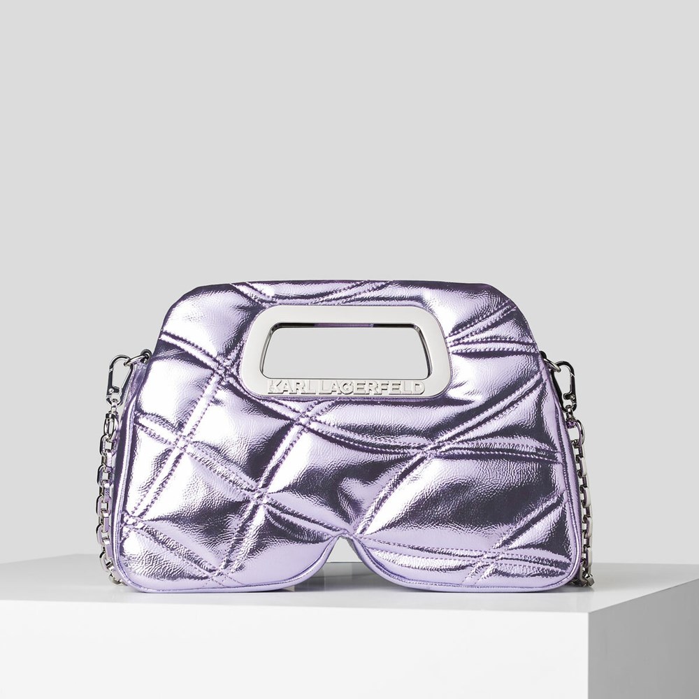 Purple Women\'s Karl Lagerfeld K/Kloud Metallic Small Top Handbags | TH951OZSK