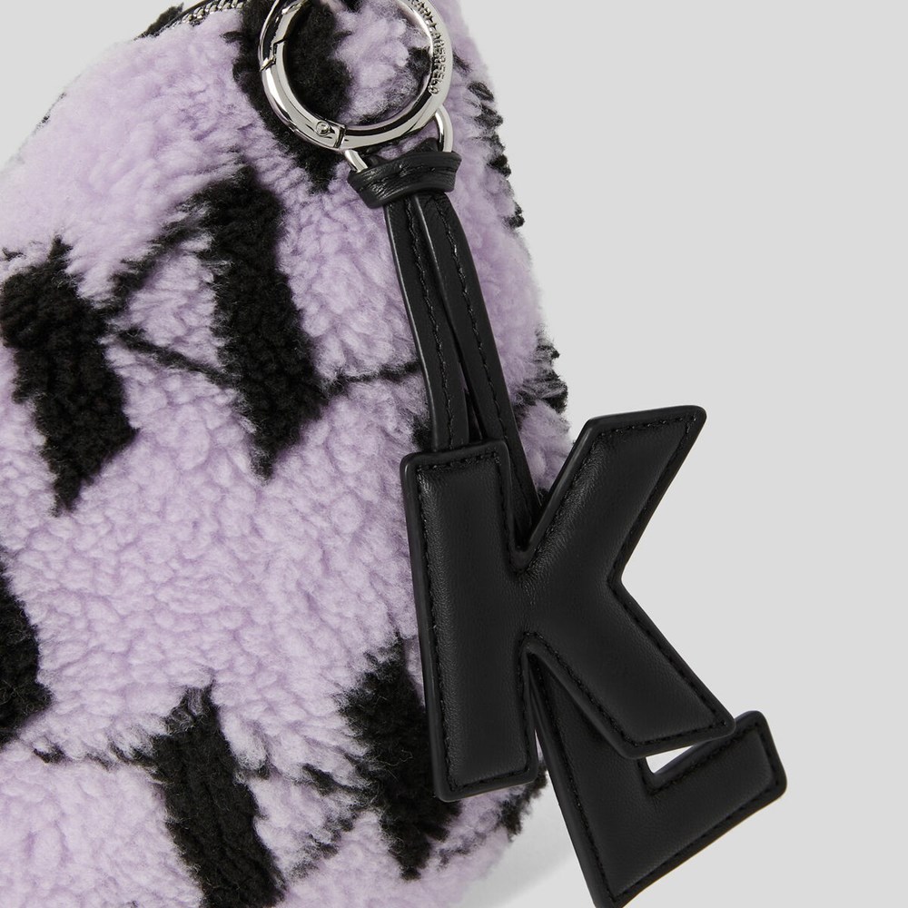 Purple Women's Karl Lagerfeld K/Knotted Monogram Faux-shearling Shoulder Bags | TH980NITG