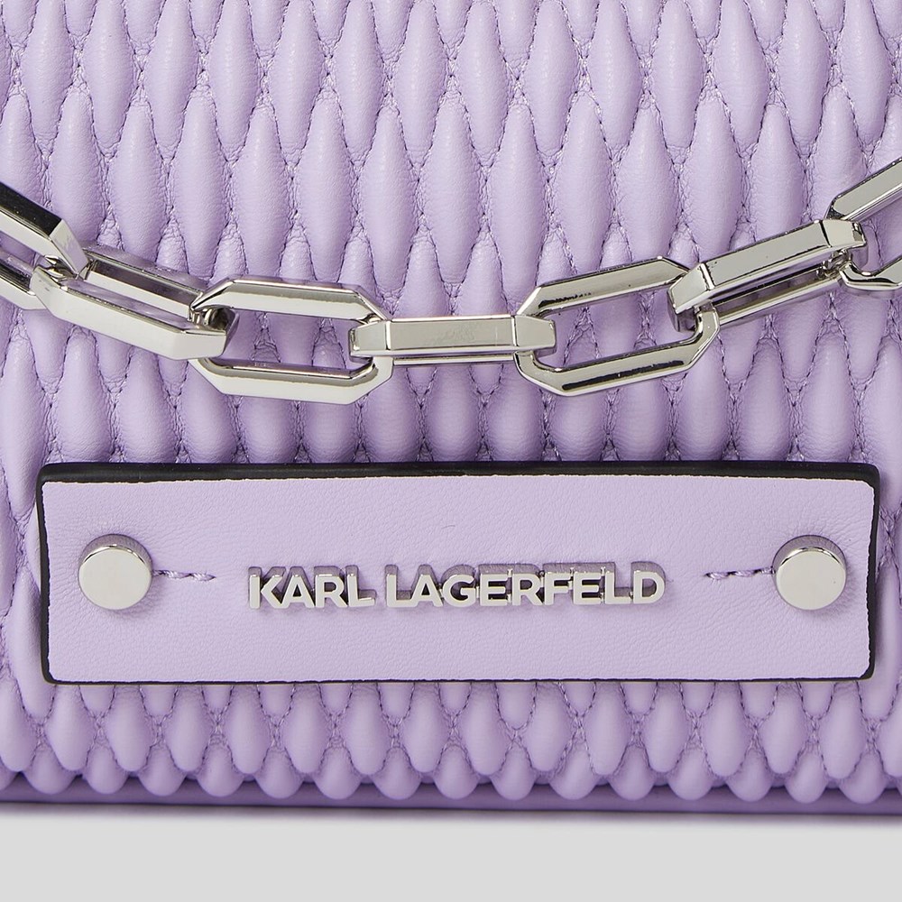 Purple Women's Karl Lagerfeld K/Kushion Quilted Baguette Bag | TH257MTVZ