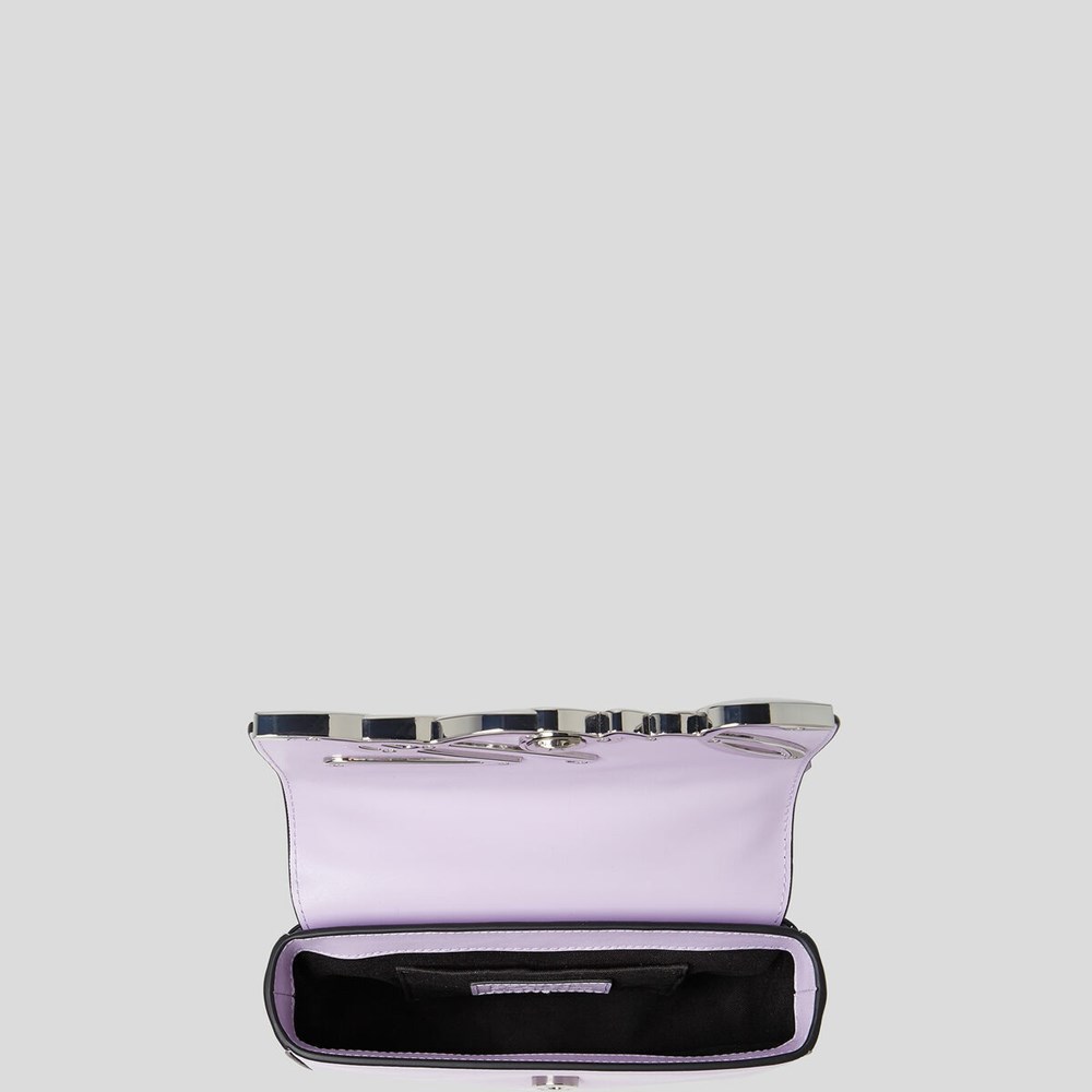 Purple Women's Karl Lagerfeld K/Signature Small Saddle Bag | TH305AYJS