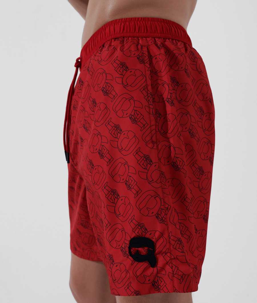 Red Men's Karl Lagerfeld Ikonik 2.0 All-over Print Board Shorts Beachwear | TH567KPHT