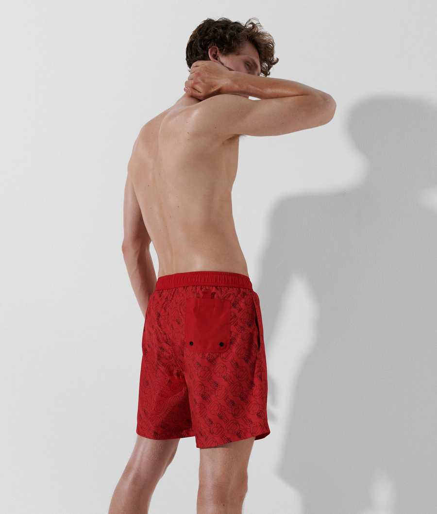 Red Men's Karl Lagerfeld Ikonik 2.0 All-over Print Board Shorts Beachwear | TH567KPHT