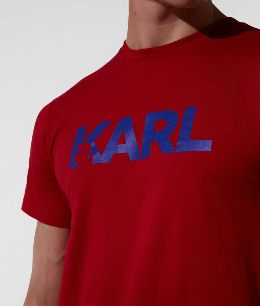 Red Men's Karl Lagerfeld Karl Logo Beach T Shirts Beachwear | TH476BQDM