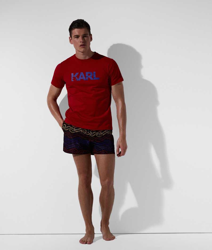 Red Men's Karl Lagerfeld Karl Logo Beach T Shirts Beachwear | TH476BQDM