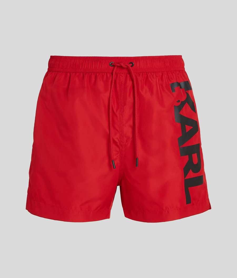 Red Men's Karl Lagerfeld Karl Logo Board Shorts Beachwear | TH790FTCX