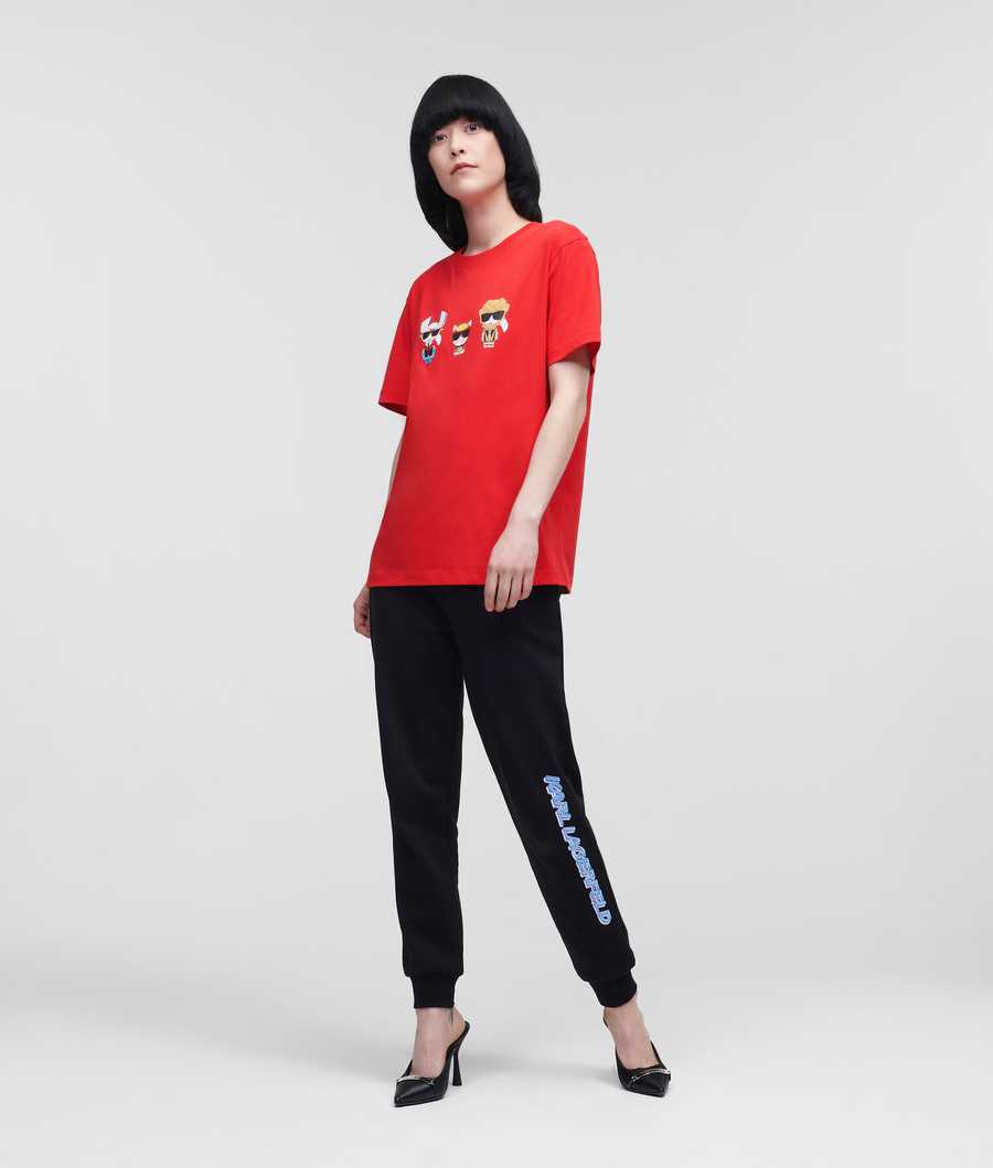 Red Women's Karl Lagerfeld Ikonik Heroes T-Shirts | TH718AHIC