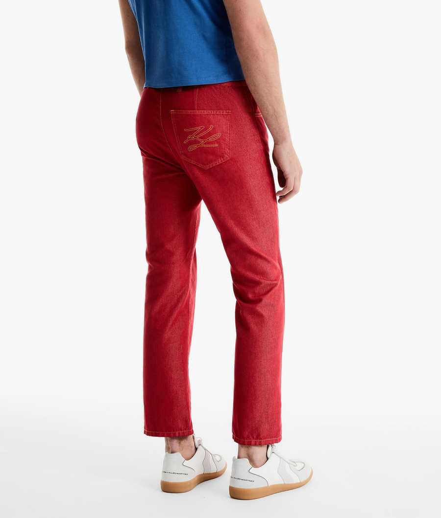 Red Women's Karl Lagerfeld Karl Lagerfeld X Alled-martinez Crop And Flare Jeans | TH672NSWH