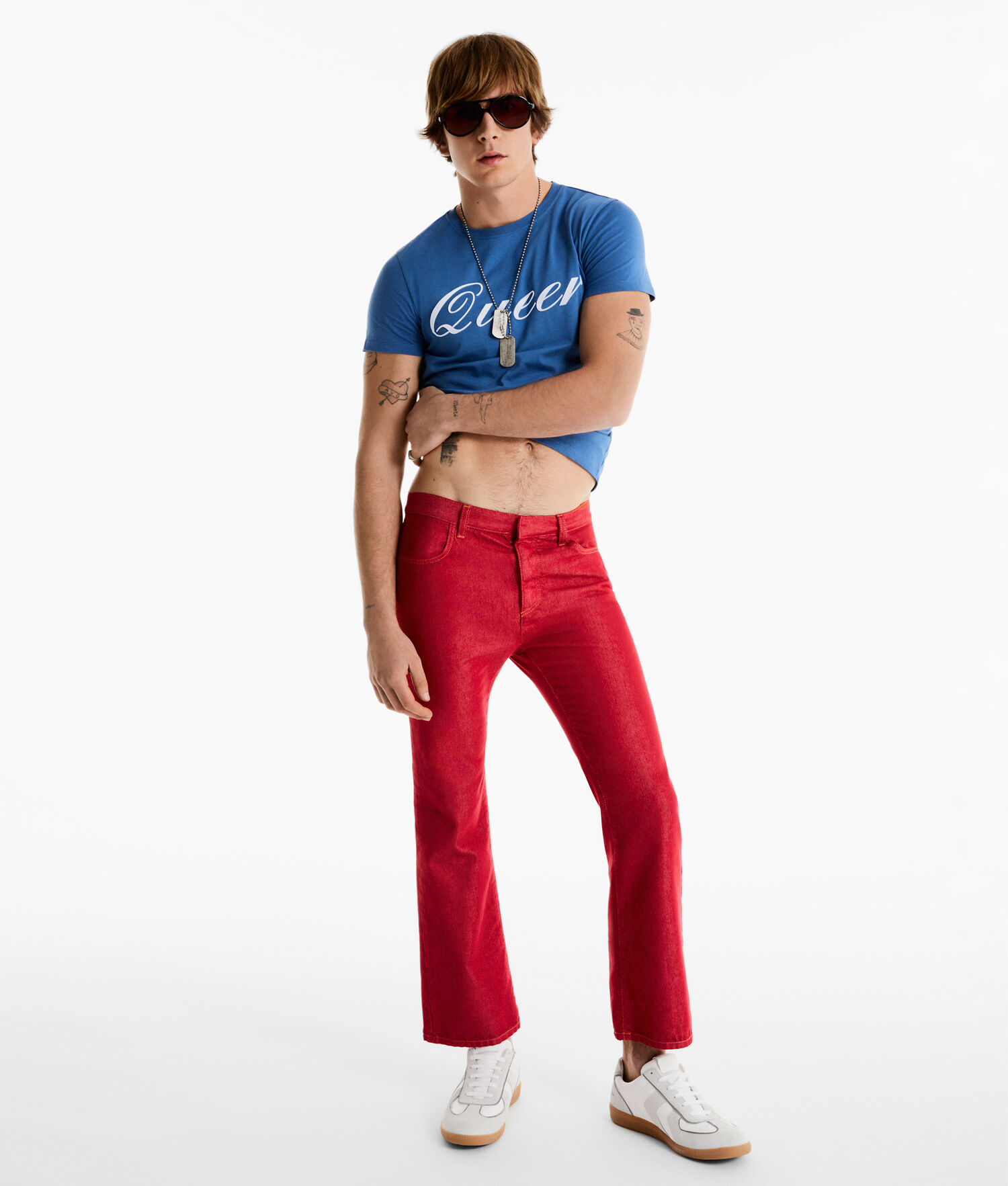 Red Women's Karl Lagerfeld Karl Lagerfeld X Alled-martinez Crop And Flare Jeans | TH672NSWH