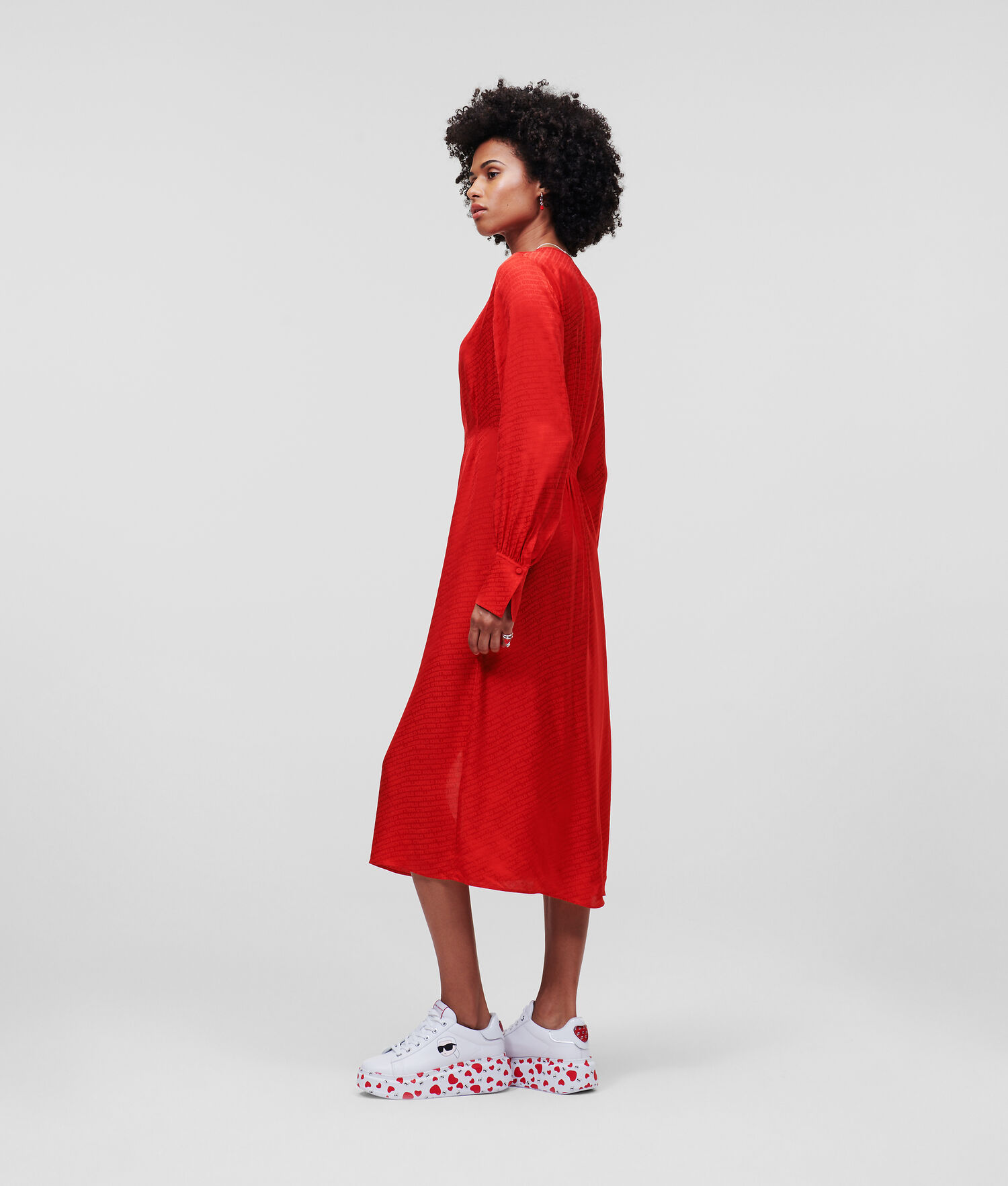 Red Women's Karl Lagerfeld Karl Logo Jacquard Dresses | TH589TZIQ