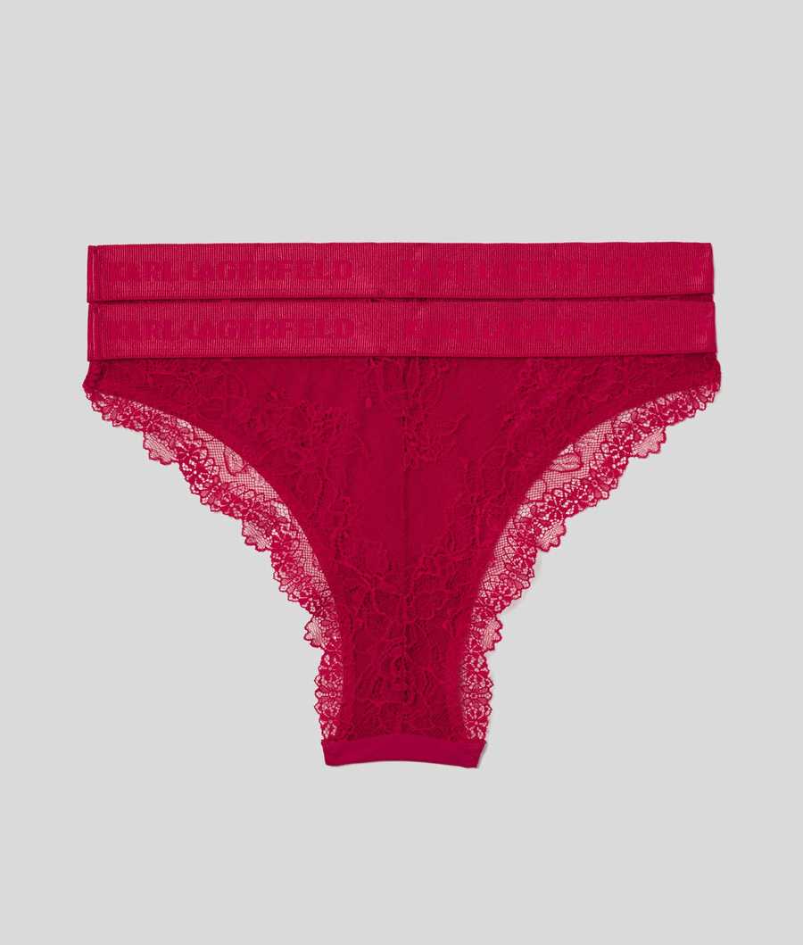 Red Women's Karl Lagerfeld Lace Briefs - 2 Pack Underwear | TH594FQPE