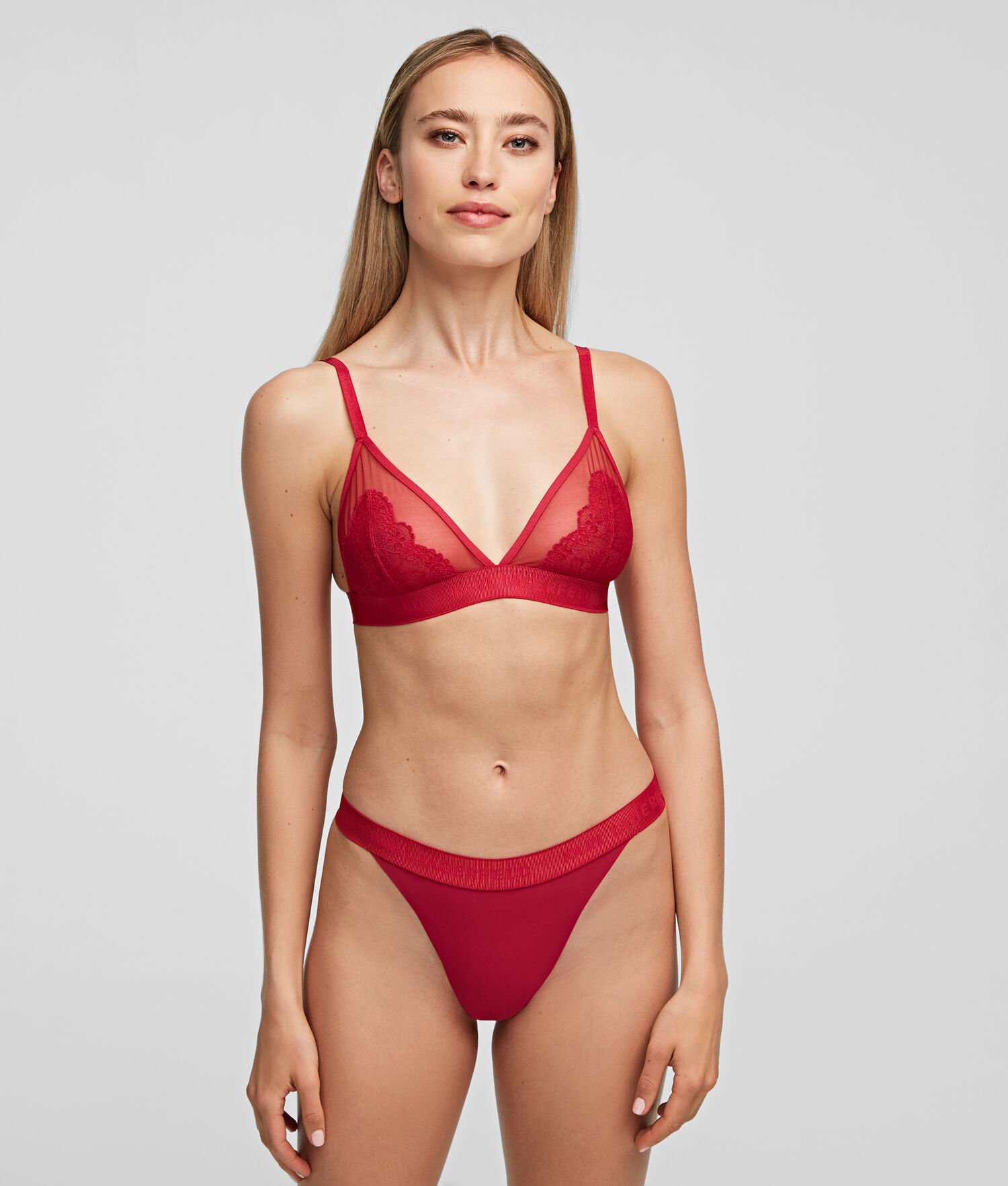 Red Women's Karl Lagerfeld Lace Thong Underwear | TH648SKWQ