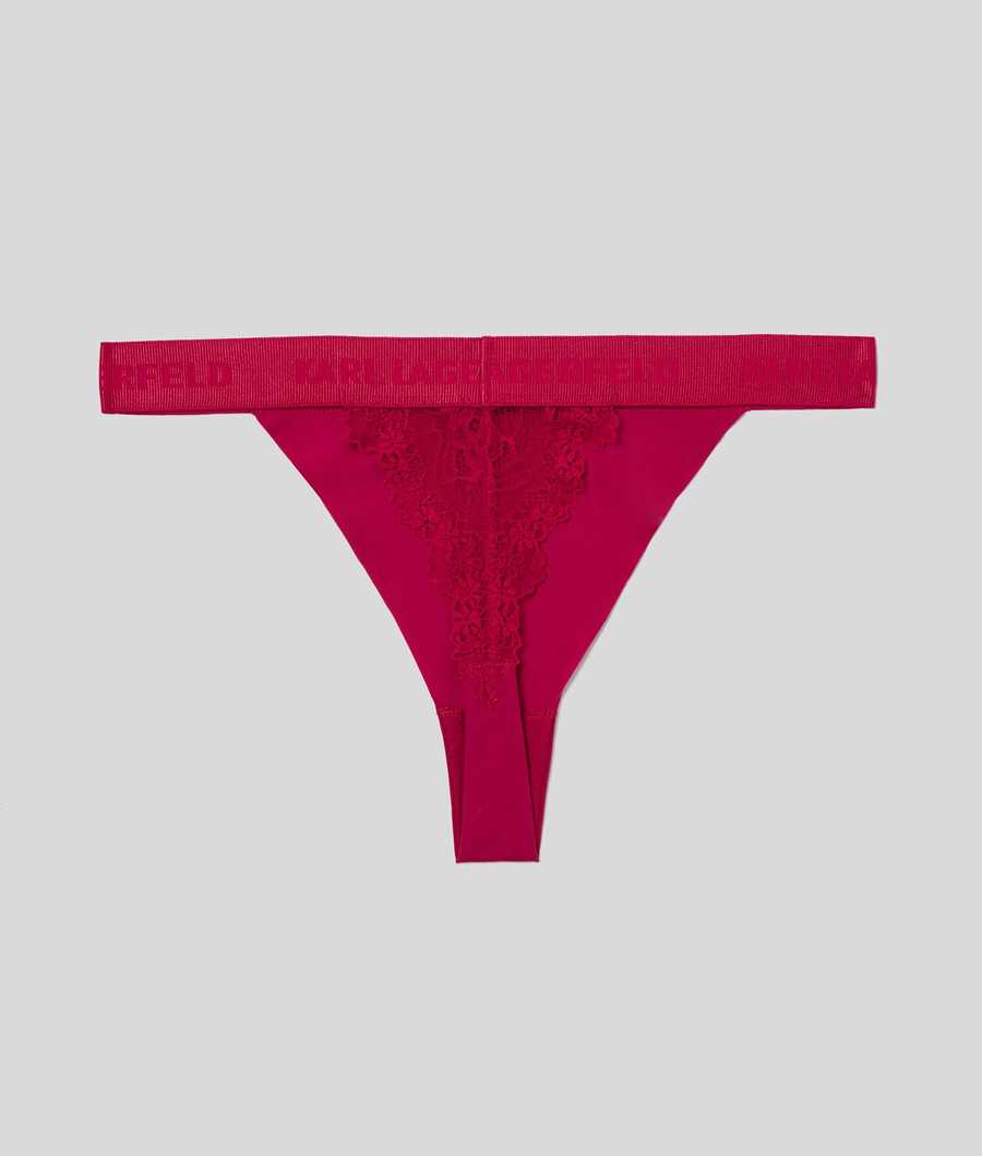 Red Women's Karl Lagerfeld Lace Thong Underwear | TH648SKWQ