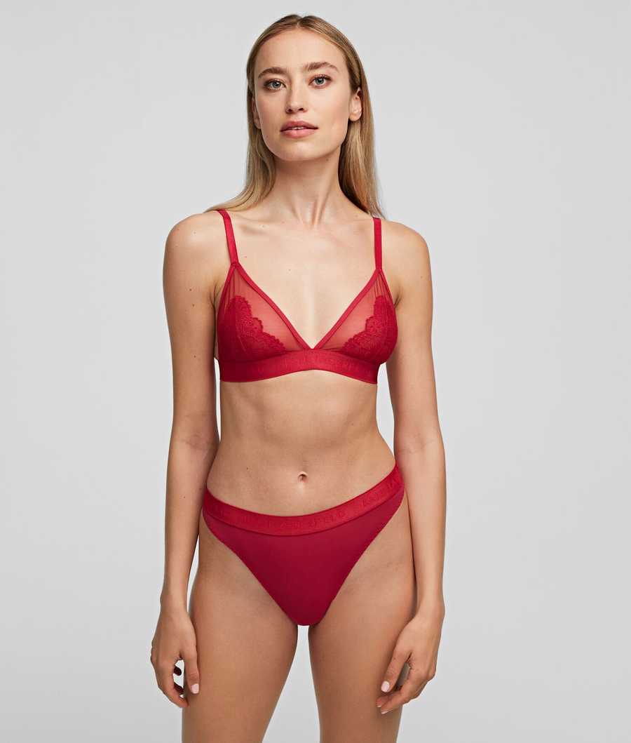 Red Women's Karl Lagerfeld Lace Triangle Bra Underwear | TH270IBMF