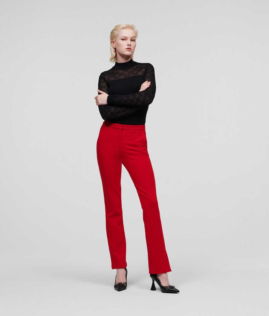 Red Women's Karl Lagerfeld Punto Pants | TH124JUCL