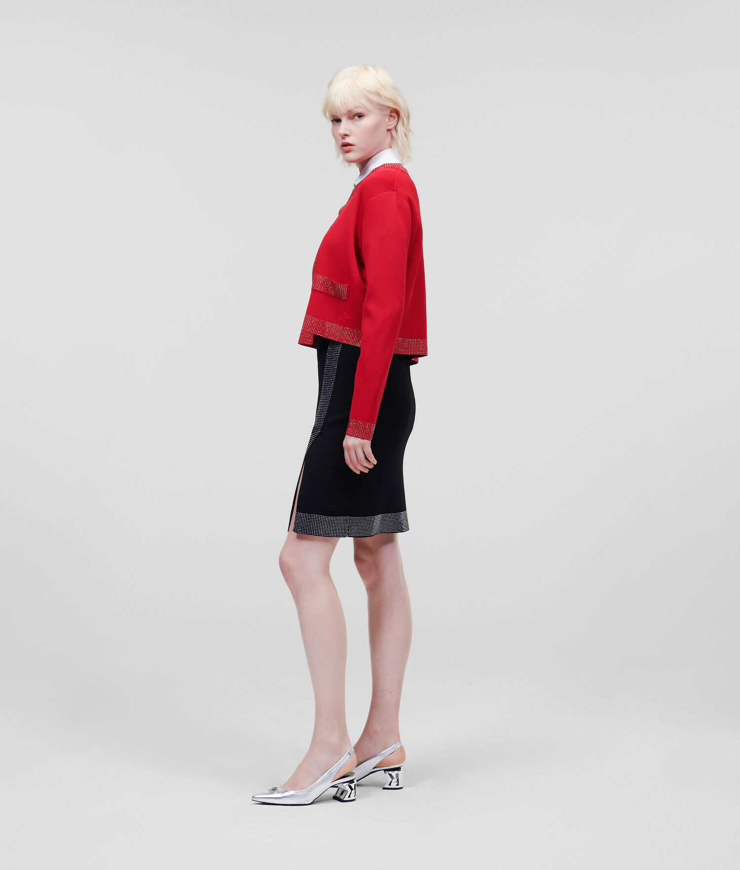 Red Women's Karl Lagerfeld Rhinestone-embellished Knitwear | TH802YFKD