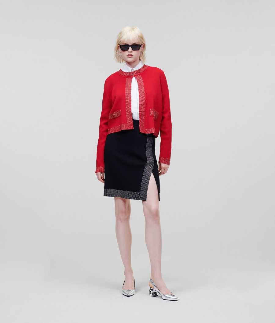 Red Women's Karl Lagerfeld Rhinestone-embellished Knitwear | TH802YFKD