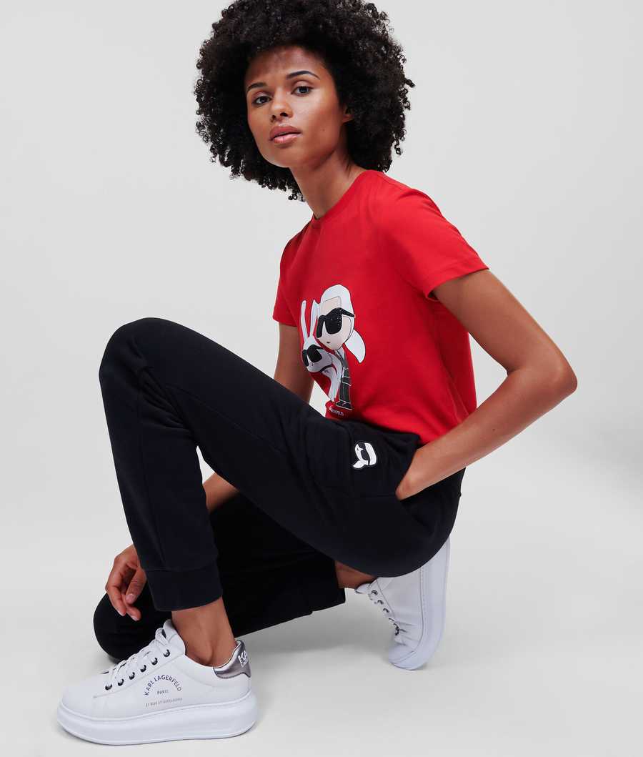 Red Women's Karl Lagerfeld Year Of The Rabbit T-Shirts | TH943OBSC