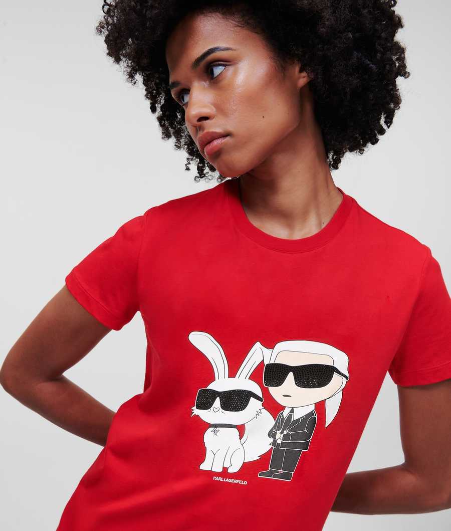 Red Women\'s Karl Lagerfeld Year Of The Rabbit T-Shirts | TH943OBSC