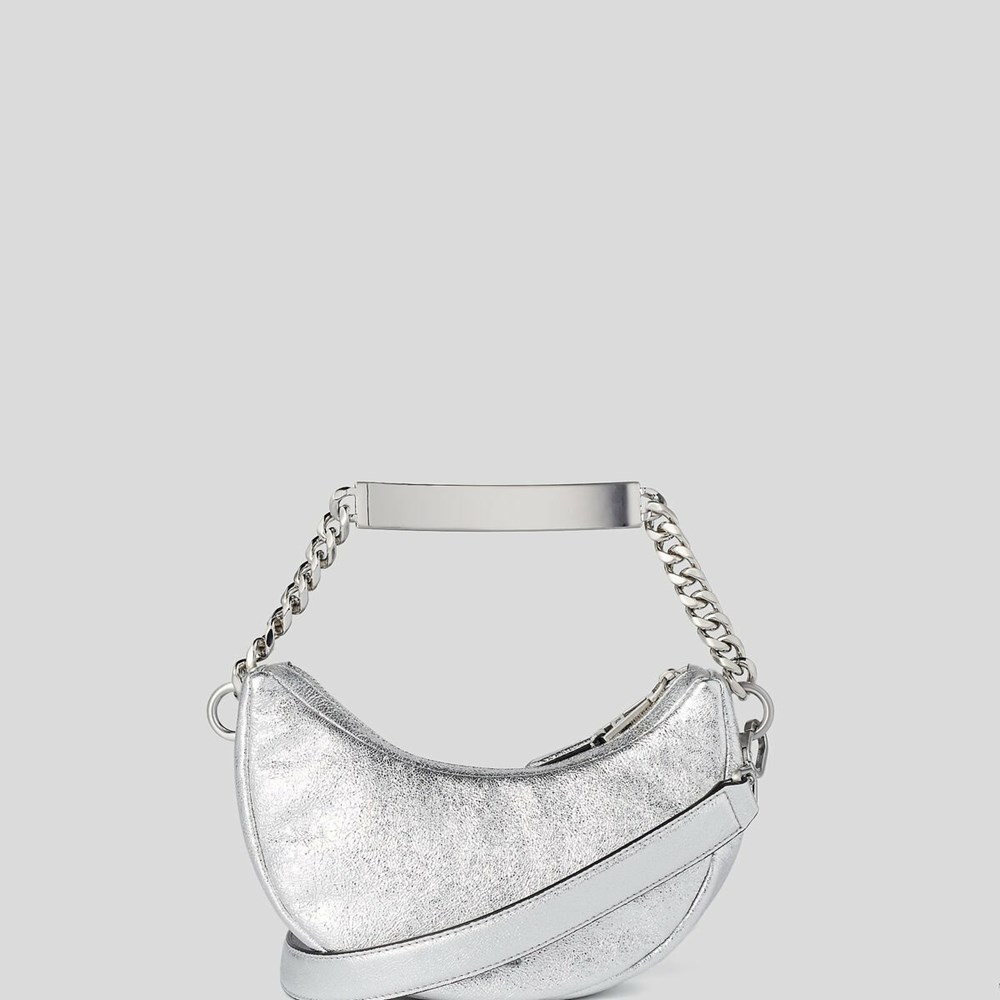 Silver Women's Karl Lagerfeld K/Id Half-moon Small Shoulder Bags | TH583OUVY