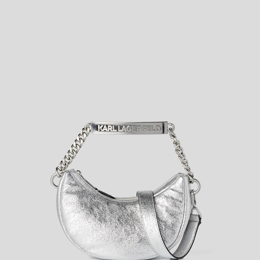 Silver Women\'s Karl Lagerfeld K/Id Half-moon Small Shoulder Bags | TH583OUVY