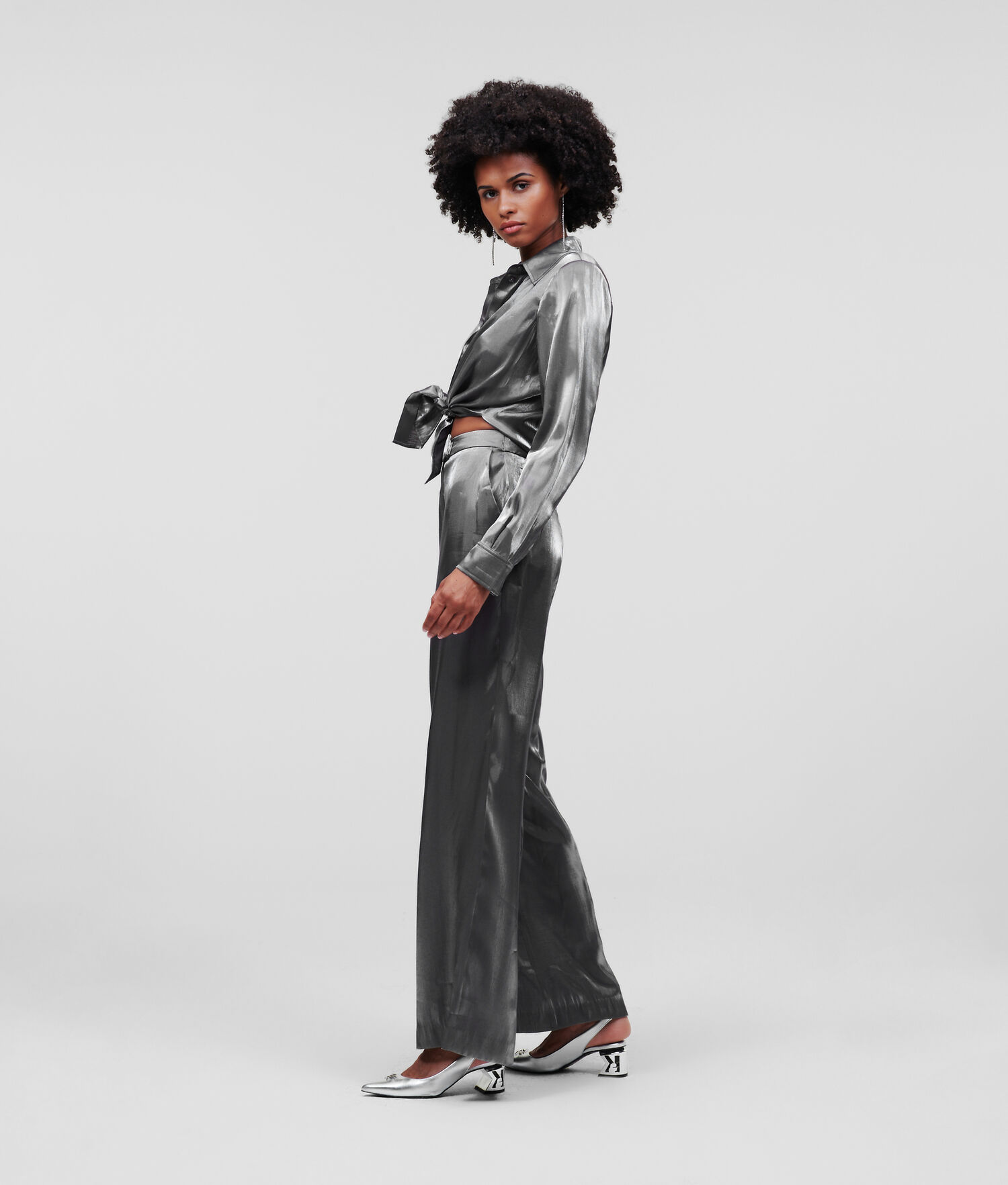 Silver Women's Karl Lagerfeld Metallic Dresses | TH596SLFV