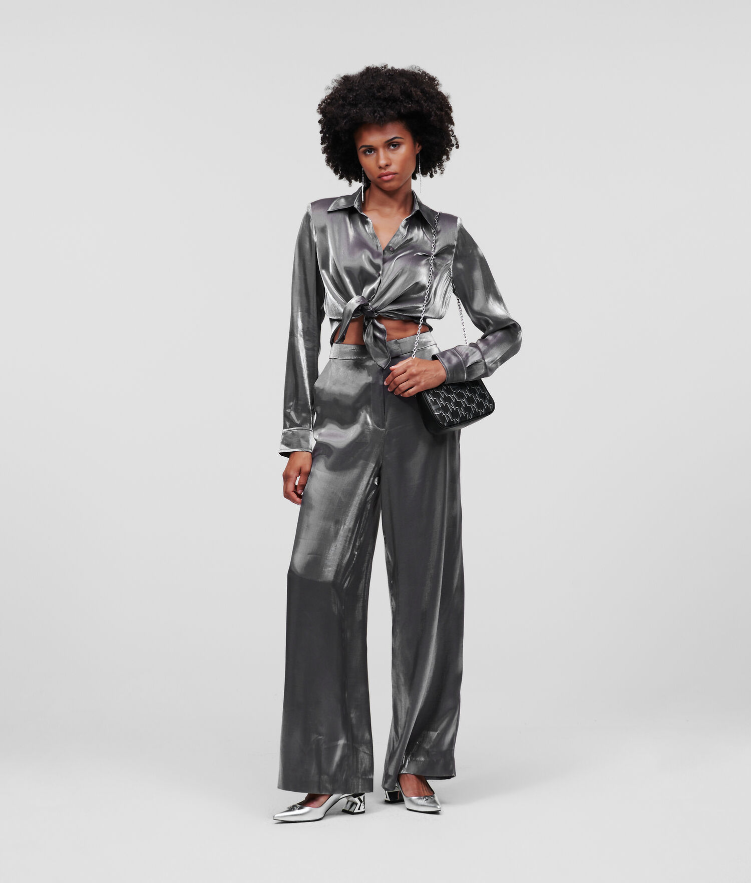 Silver Women's Karl Lagerfeld Metallic Dresses | TH596SLFV