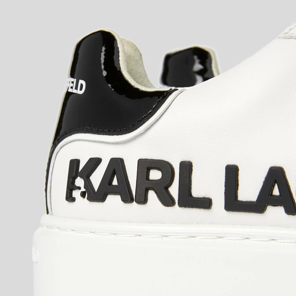 White / Black Men's Karl Lagerfeld Karl Maxi Kup Injekted Logo Sneakers | TH784GMYW