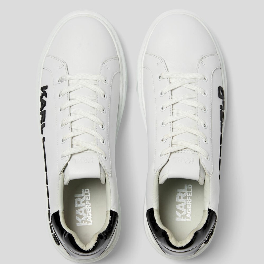 White / Black Men's Karl Lagerfeld Karl Maxi Kup Injekted Logo Sneakers | TH784GMYW