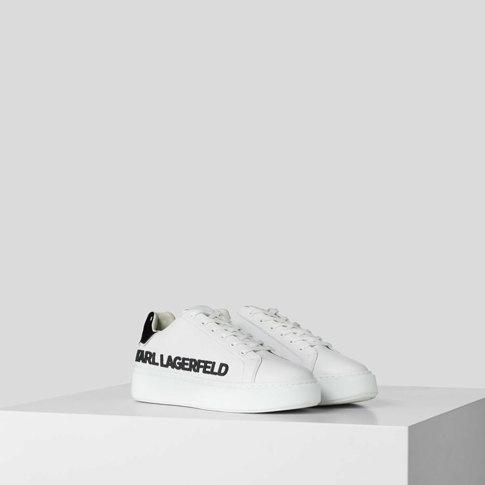 White / Black Men\'s Karl Lagerfeld Karl Maxi Kup Injekted Logo Sneakers | TH784GMYW