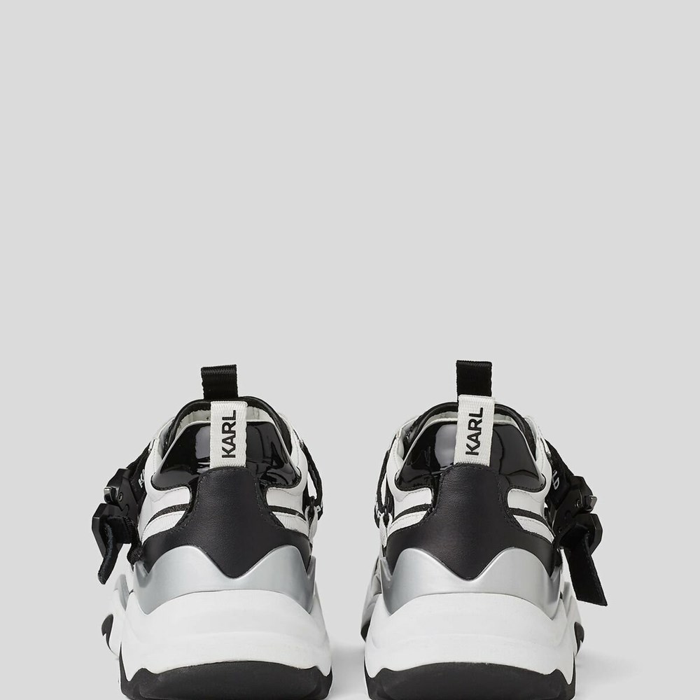 White / Black Women's Karl Lagerfeld Gemini Karl Klip Krosstape Runners Sneakers | TH985RLEI