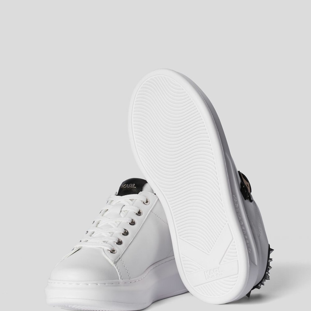 White / Black Women's Karl Lagerfeld Kapri K/Ikonic Stud Sneakers | TH160IBKC