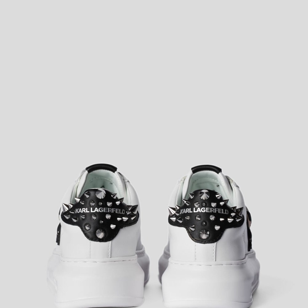 White / Black Women's Karl Lagerfeld Kapri K/Ikonic Stud Sneakers | TH160IBKC