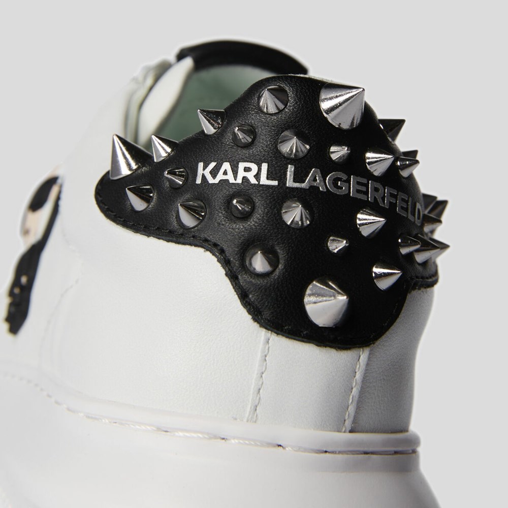 White / Black Women's Karl Lagerfeld Kapri K/Ikonic Stud Sneakers | TH160IBKC