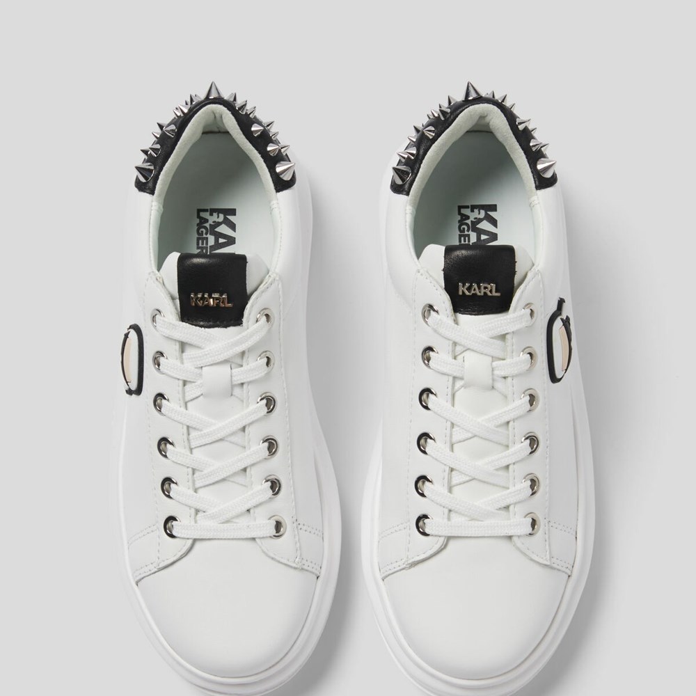 White / Black Women's Karl Lagerfeld Kapri K/Ikonic Stud Sneakers | TH160IBKC